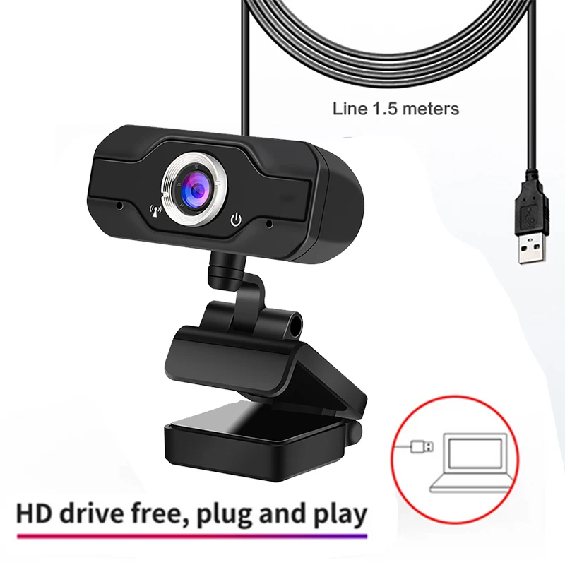 Full HD Webcam 1080P 60fps Laptop Computer PC Web Cam Camera Built In Microphone Video Calls Conference Live Work Tripod