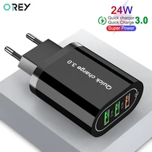 OREY быстрое зарядное устройство 24 Вт QC 3,0, 3,0 A макс 3 порта USB зарядное устройство адаптер Быстрая зарядка для samsung/Xiaomi/huawei зарядное устройство