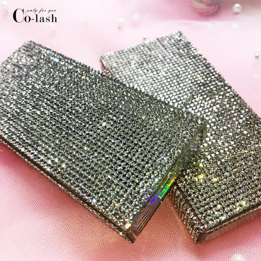 

Colash rhinestone packaging box fake 3d mink eyelashes diamond boxes faux cils diamond case lashes empty