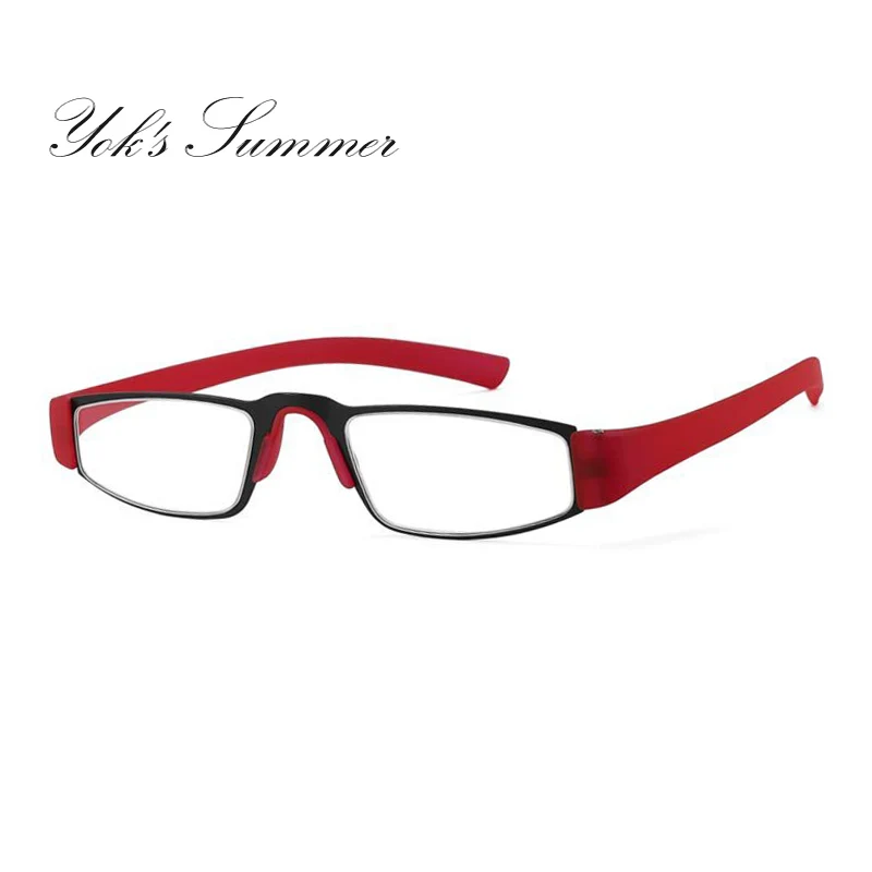 

YOK'S Mini Reading Glasses Slim flexible TR90 Leg Magnifying Presbyopic Eyewear Rectangle Readers Hyperopia With Case WN1309