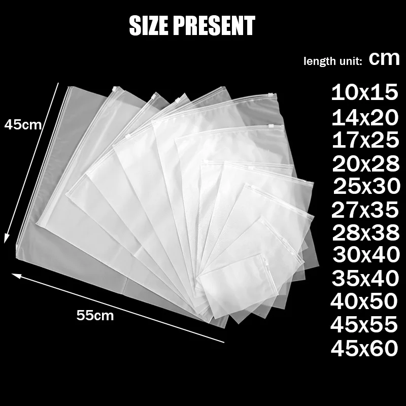 

10pcs Frosted Clear Plastic Package Cloth Travel Storage Bag Custom Waterproof Bag Zipper Lock Self Seal Matte Portable