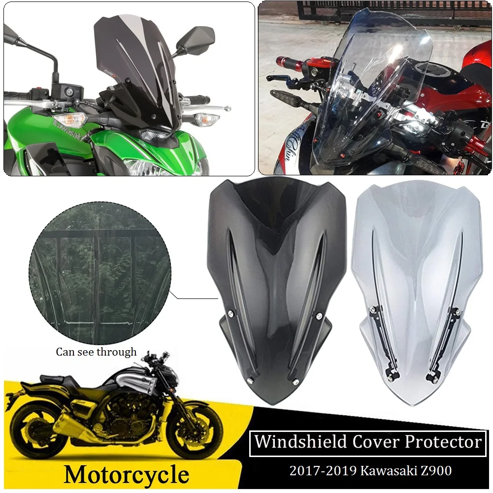 Windscreen Windshield Screen with Bracket For 2017-2019 KAWASAKI Z 900 Z900 ABS