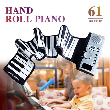 

Electronic Keyboard Piano Electronic Organ 61 Key Music USB Charging 61K2 Silicon Adult Education Flexible Gift Roll Up Piano