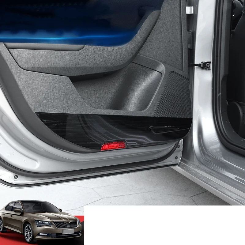 Lsrtw2017 Нержавеющая сталь автомобильные внутренние двери анти-kick Панель для Skoda Superb