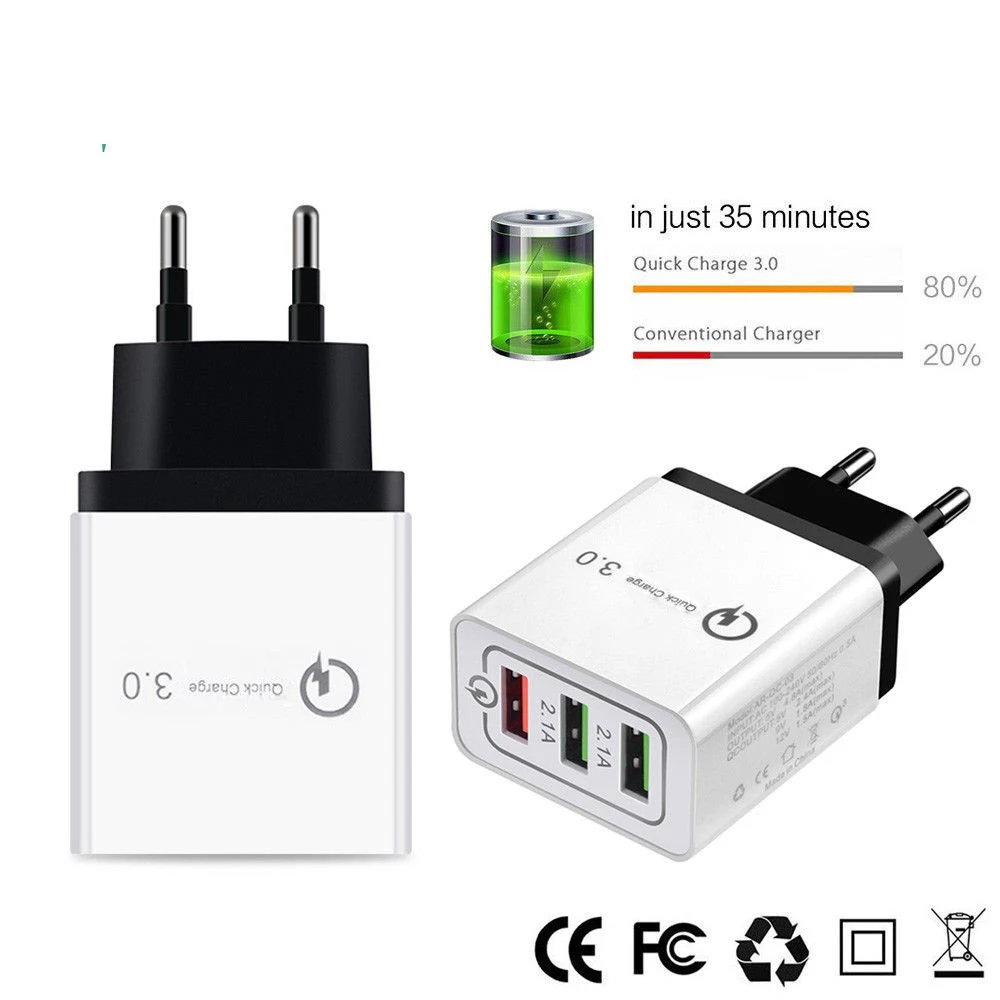 18W быстрое зарядное устройство Универсальная зарядка 3 0 5V 3A для iphone ЕС Подключите
