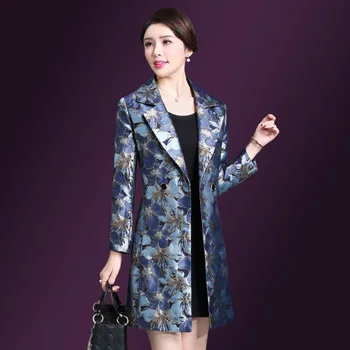 

Middle Age Autumn Clothing Windbreaker Loose Coat Large Size Jacket Women