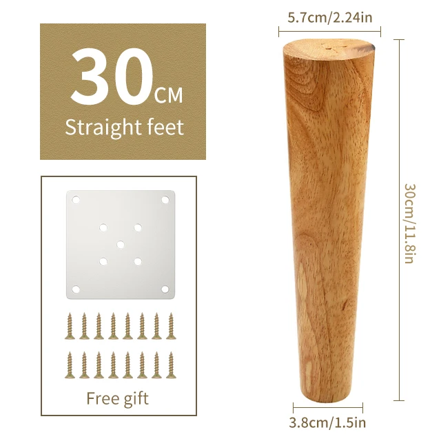 1pcs 6-25cm Solid Wooden Furniture feet Straight feet Sofa feet，for Furniture Wooden Legs Cabinets Coffee Table Legs ，with screw 30cm
