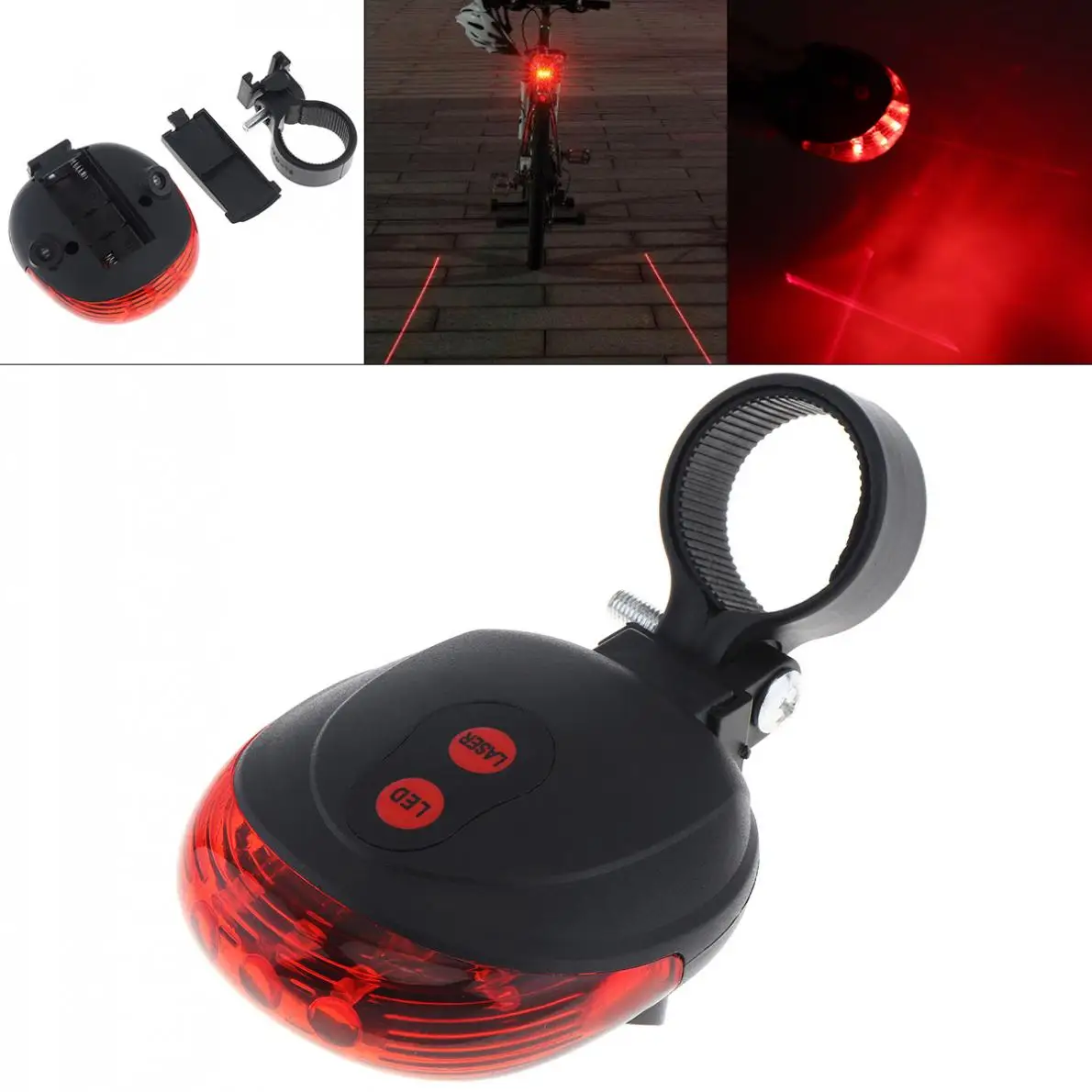

Bicycle Taillights Waterproof Cross Stars Laser Projection + 5 LED Flashing Tail Rear Cycling Safety Warning Light for Bike