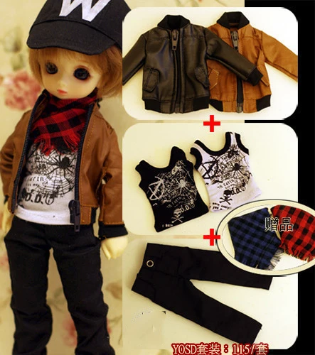 1/4 1/3 масштаб BJD кукольная одежда кожаное пальто+ брюки+ жилет для BJD/SD аксессуары SD17 не входят в комплект Кукла, обувь, парик A1015