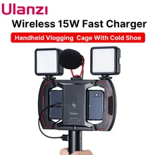 Ulanzi u-rig smartphone sem fio carregador rápido vídeo caso rig com sapato frio 1/4 parafuso tripé para led luz mic rápido rechargable