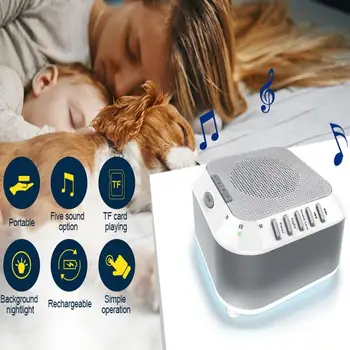 

1X Silver Noise Baby Sleep Machine Soothers Sleep Helper with Nature Music Sound Machine for Sleep Relax USB Rechargeable