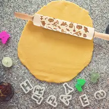 Elm Rolling Pin Хэллоуин украшения лазерная гравировка тиснёный помадный печенье кухонный инструмент для выпечки Скалка roupleau patisserie