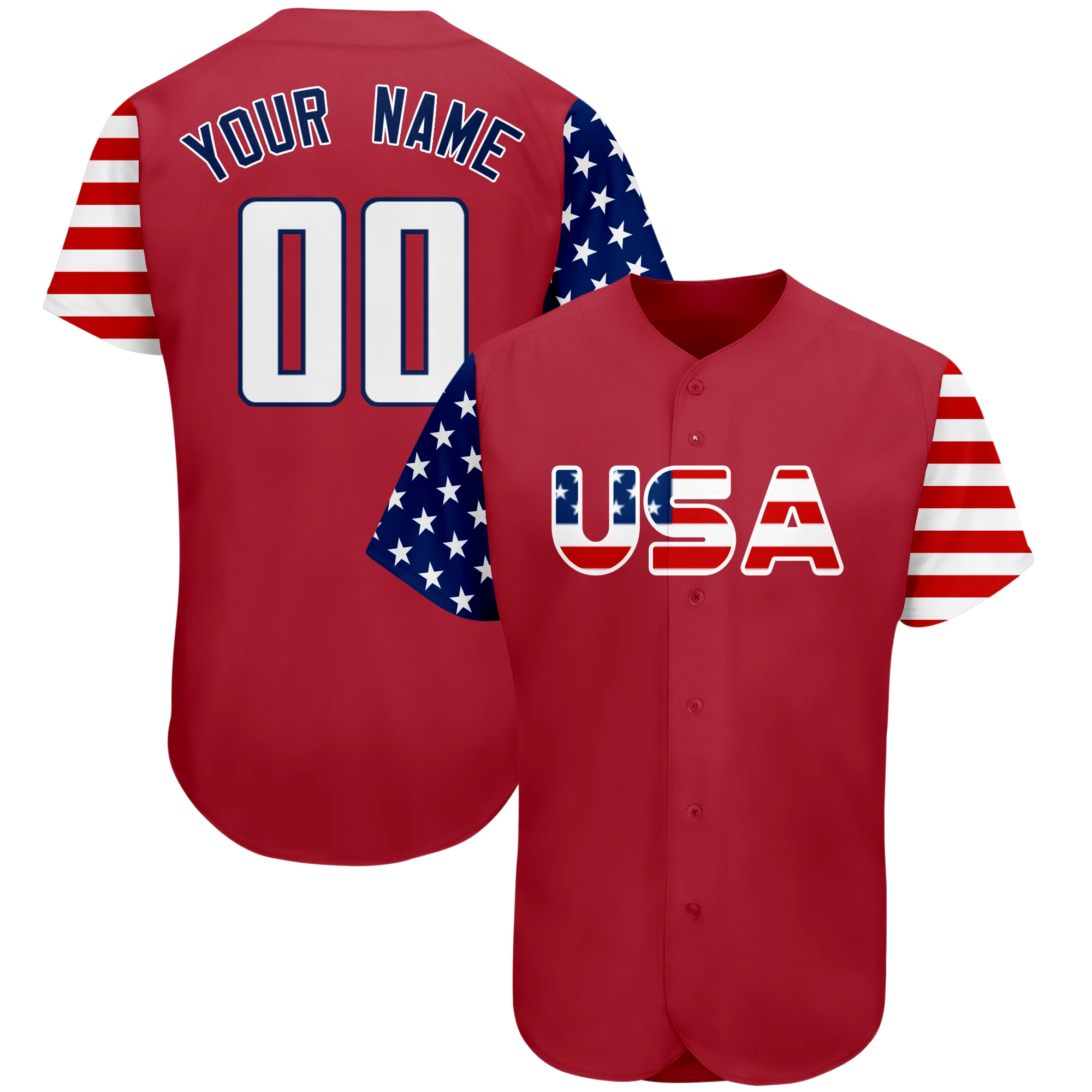 Baseball Jersey Baseball Shirt Printed With USA Flag New Team Shirt College Student League Softball Uniform for Youth/Men