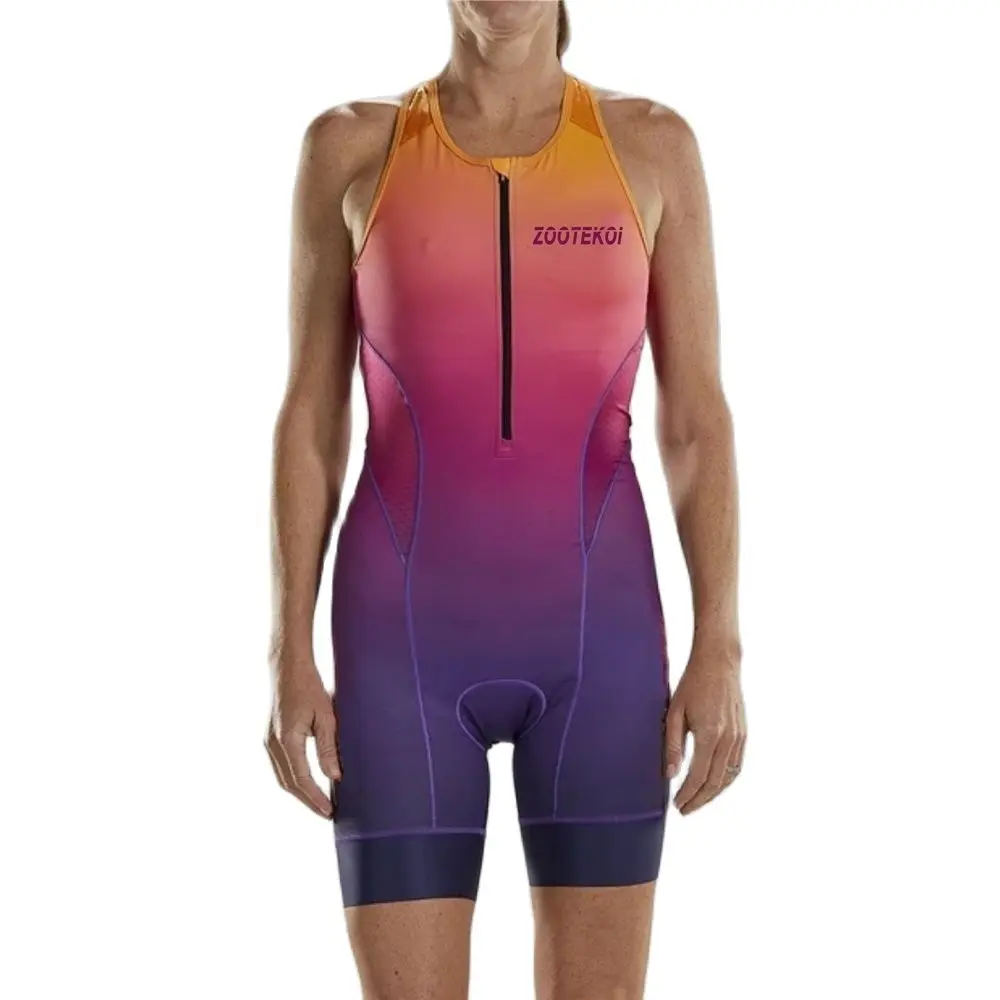 

ZOOTEKOI 2020 Women Triathlon sleeveless Skinsuit Bike Jersey MTB Bicycle Clothing Body Swim Suit Jumpsuit Maillot Ropa Ciclismo