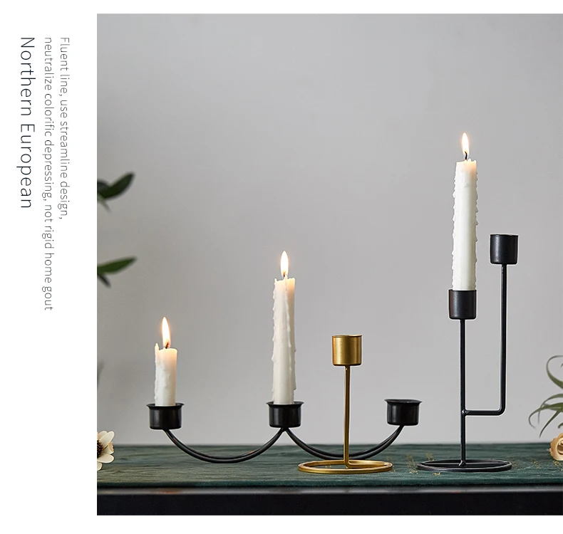 Creative Candlestick Home Decortion Iron Candle Holder Candlelight Dinner Party Ornaments Christmas Halloween Wedding Decoration