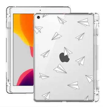 

IPad 1 2 3 Case With Pen Slot Plane Daisy Transparent Soft Cover iPad Pro 5th 6th Generation 9.7 10.2 11 12.5in Mini 1 2 3 4 5