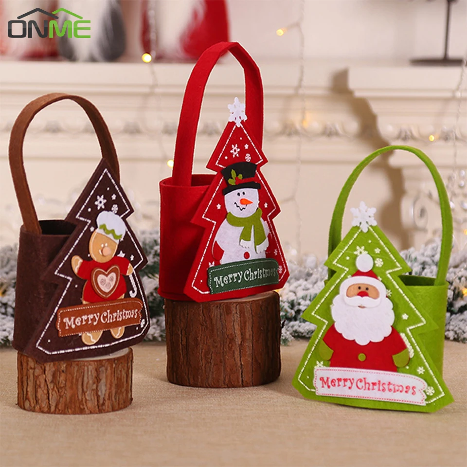 

1PC Christmas Bag Santa Claus candy Tote Exquisite Christmas Decorations For Home New Year Present Packet Santa Claus Party Gift
