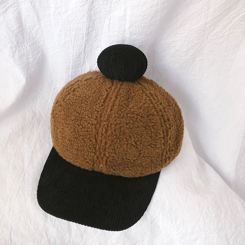 Зимние бейсбольные шапки в Корейском стиле; Детская кепка для маленьких мальчиков и девочек; Вельветовая кашемировая теплая шапка; s S9770