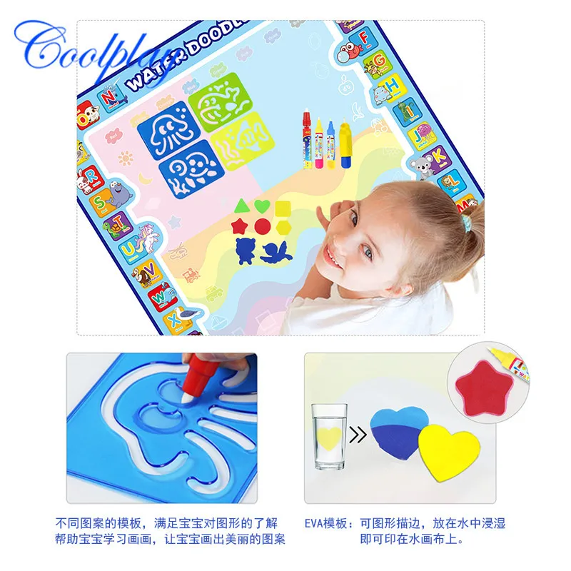 

100*100 Cm Large Size Water Canvas Children Magic Water Environmentally Friendly Painting Animal Lettered Graffiti Blanket Bag