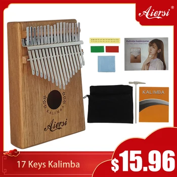 

Aiersi Solid Koa 17 Keys Kalimba Thumb Piano Musical Instrument with Song Book Tune Hammer and bag