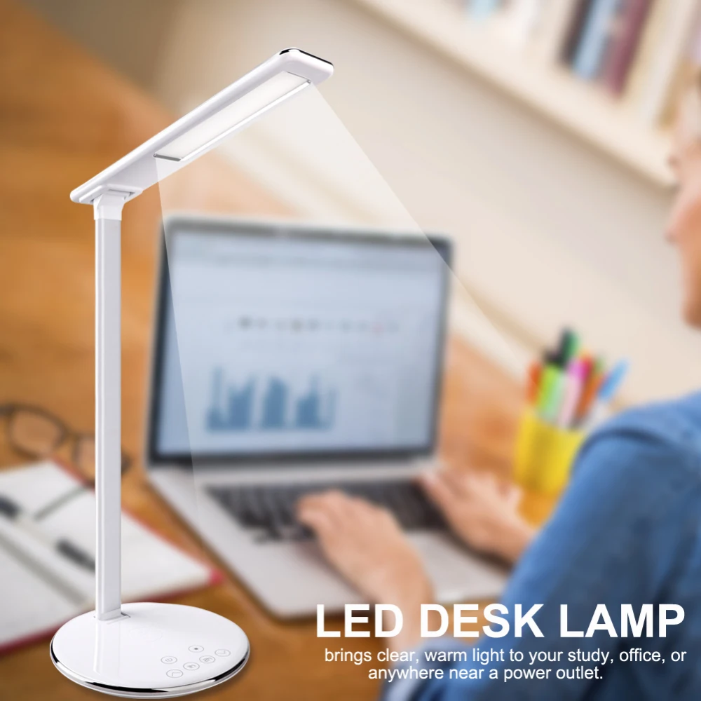 

LED Touch On/off Switch Desk Lamp Eye Protection Reading Dimmer Rechargeable USB Led Table Lamps QI Wireless Phone Charger