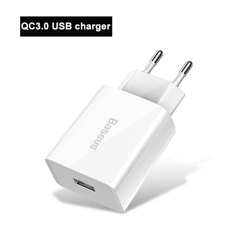Baseus 18 Вт PD 3,0 быстрое USB зарядное устройство для iPhone 11 XR Xs мини-зарядное устройство для телефона Поддержка Quick Charge 3,0 FCP для huawei P30 Pro Xiaomi - Тип штекера: QC3.0 charger white