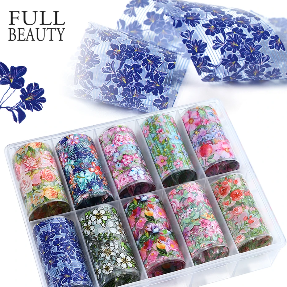 Голографическая наклейка из фольги для ногтей Передача 3D цветок для ногтей ползунки лепесток цветка розы наклейки для маникюра декорация Маникюр CH787-1