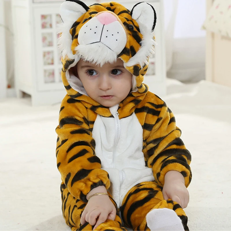 Детские пижамы кигуруми с тигром, одежда, комбинезоны для новорожденных, Onesie, аниме, карнавальный костюм, наряд, комбинезон с капюшоном, зимний комбинезон для мальчиков и девочек