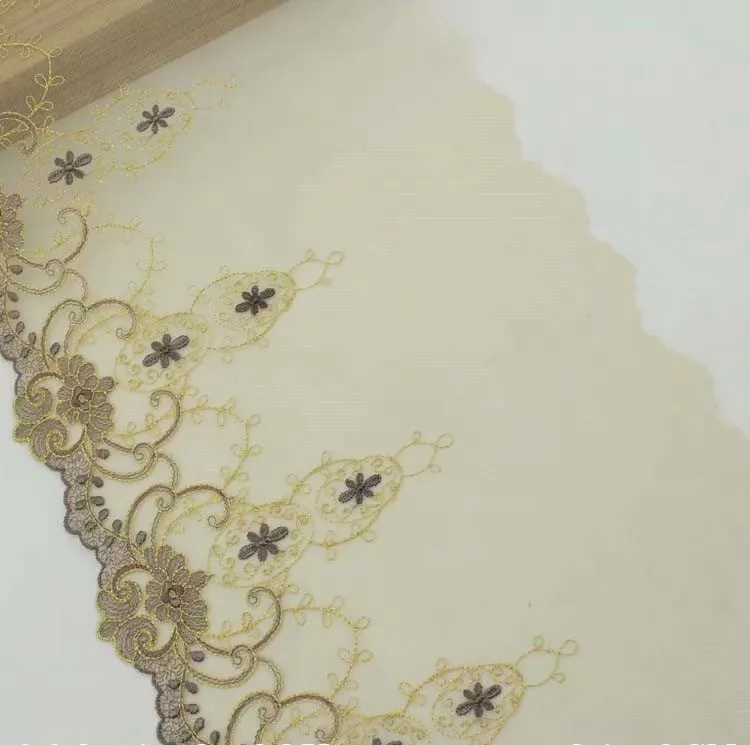 21 см, 8,27 дюйма, wide-2yards/Лот, Вышитый вручную тюль, кружевная отделка, сетчатая вышивка, кружевная отделка