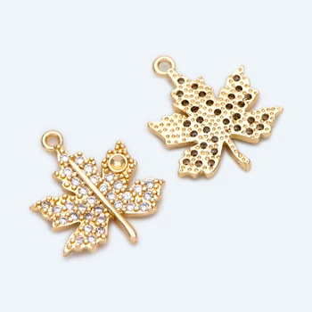 

10pcs CZ Paved Gold Maple Leaf Charms, Maple Leaf Pendants For DIY Jewelry Findings Making Materials Handmade Supplies (GB-1312)