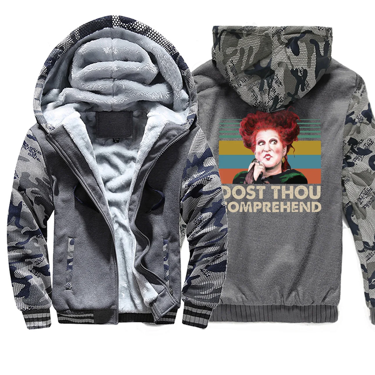 Hous Pocus Dost That comessed мужские толстовки осенне-зимние куртки Camoflageuflage толстовки теплые флисовые с длинным рукавом мужские - Цвет: Dark Gray 6