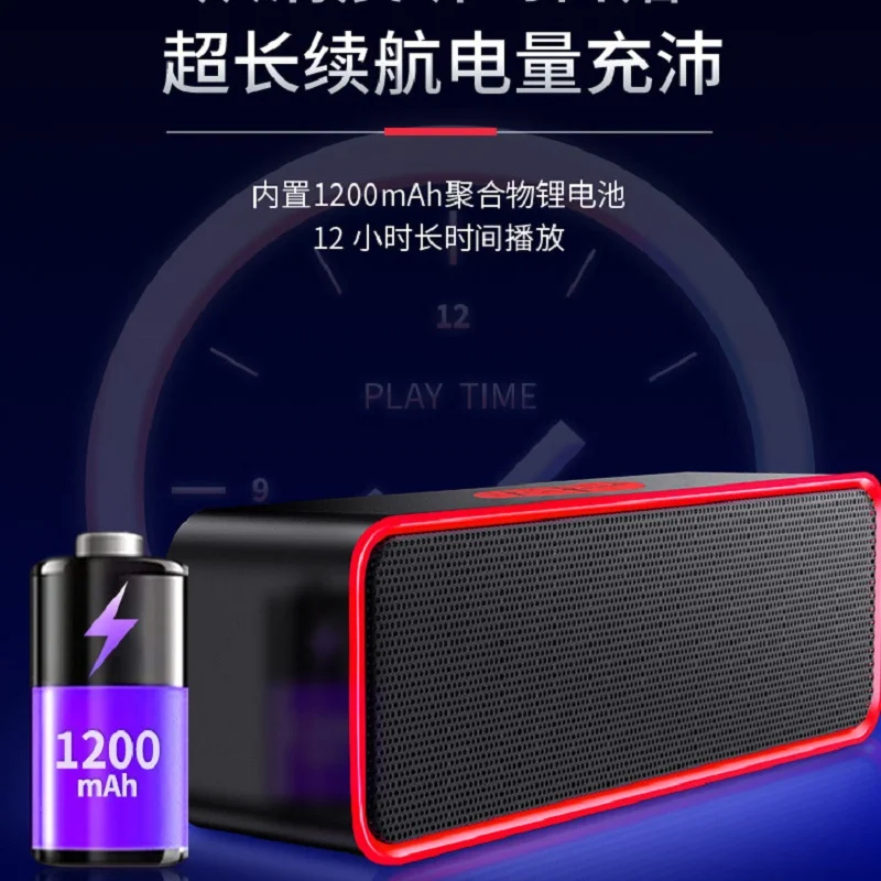 

Bluetooth speaker 5.0 mini portable waterproof and dustproof stereo music surround support USB TF card smart noise reduction