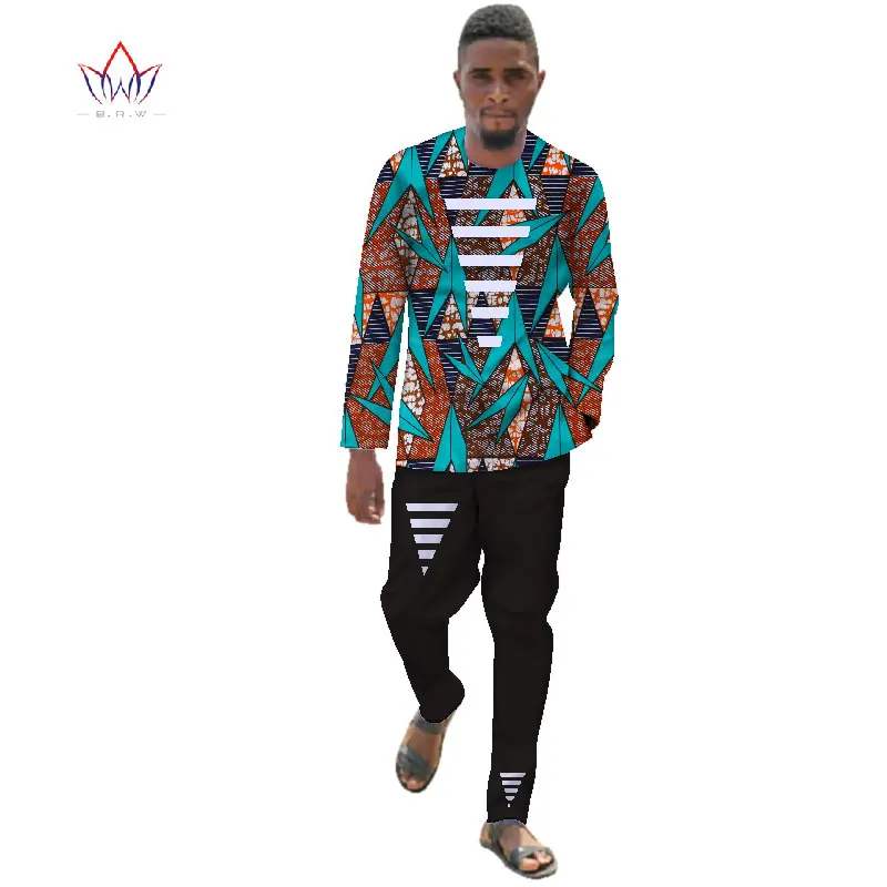 Африканская одежда для мужчин Dashiki наборы мужские рубашки с длинными рукавами и длинные брюки Slim Fit Комплект из двух предметов для мужчин плюс размер 6XL WYN348 - Цвет: 25