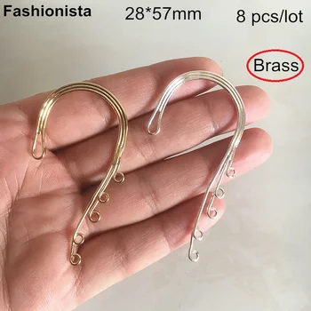 

8 pcs -Brass Filigree Earrings Hook Accessories Ear-hooks Brass Casted Metal Jewelry Making DIY Gold Silver-color Multi-loop