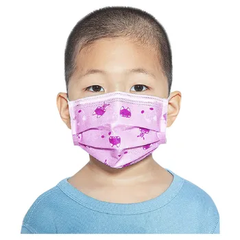 

50 PCS Children's Face Mask Disposable Face Mask Cat Printed Dust Proof 3Ply Ear Loop Mouth Cover Fast Delivery Mask Mondkapjes