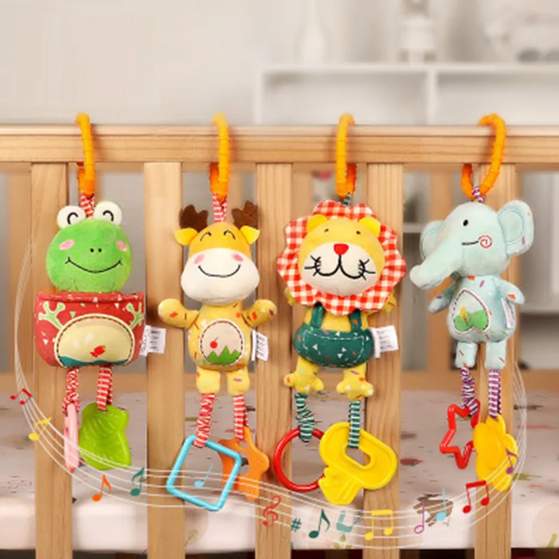 

Baby Rattles Baby Crib Stroller 0-12 Month Toy Teethers Soft Plush Early Development Stroller Car Hanging Toys for Infant Gift