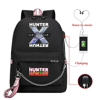

School Backpack Hunter X Hunter Killua Zoldyck Baka School Bags for Teenage Girls Boys Plecak Szkolny USB Laptop Anime Mochilas