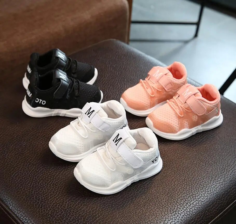

2019 Spring New Fashionable Net Breathable Pink Leisure Sports Running Shoes For Girls White Shoes For Boys Brand Kids Sneakers