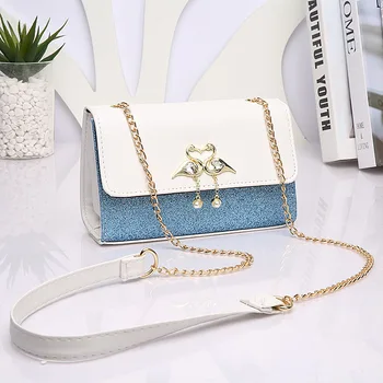

2019 New Style Contrast Color Sequin Bag with Chain Shoulder Bag Student Fashion Simple Single-shoulder Bag