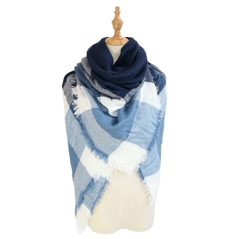 Зимний женский кашемировый шарф-платок классический клетчатый платок плед пончо бандана палантины треугольные пашмины шарф для женщин - Цвет: 2