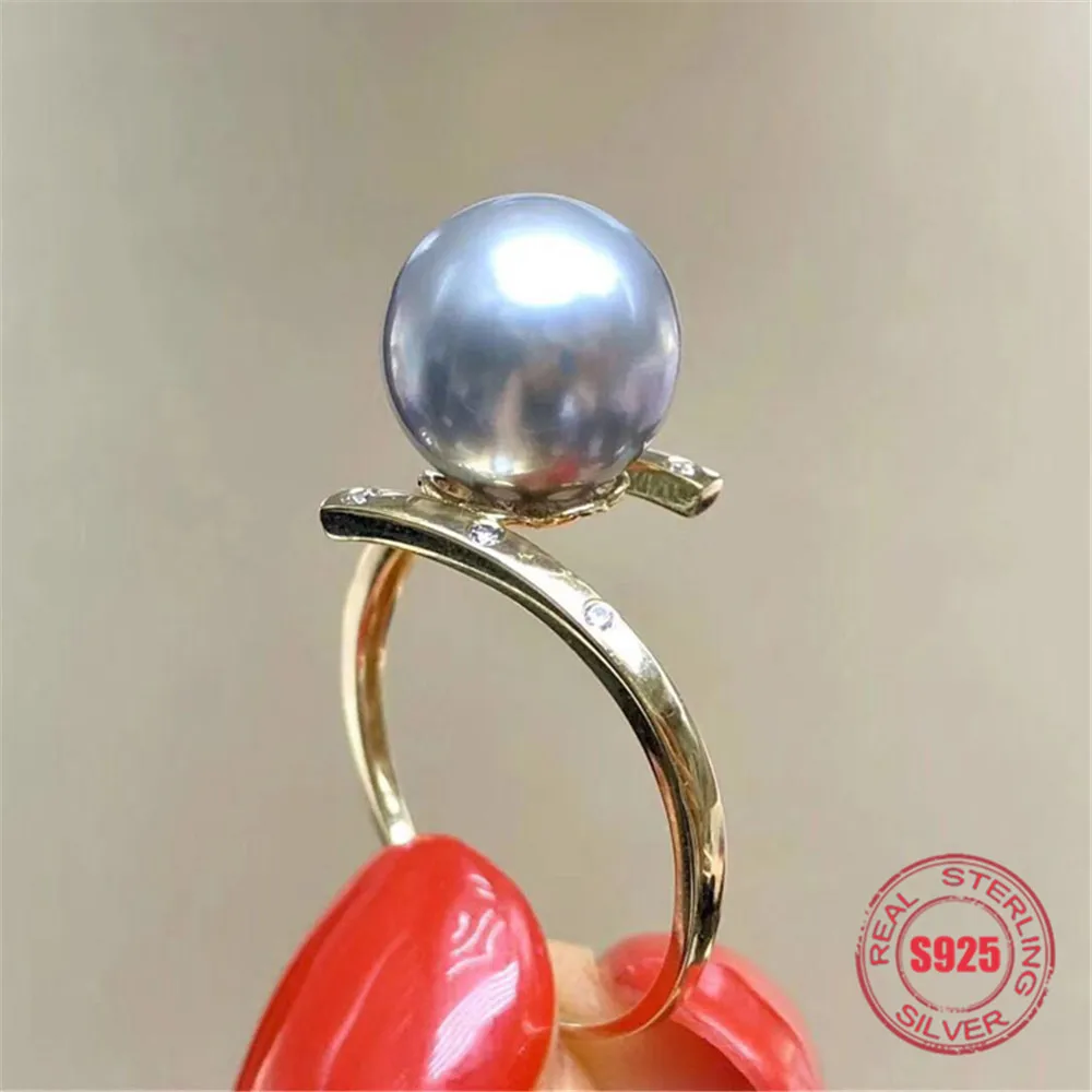 S925 Стерлинговое Серебро, модное кольцо с жемчугом в форме сердца, аксессуары, регулируемое кольцо, крепления, кольца поделки, подарок для изготовления ювелирных изделий