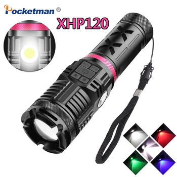 

Brightest XHP120+COB+Red/Blue/Green Light Multifunction Flashlight Telescopic Zoom Flashlight Stepless Variable Light Lantern