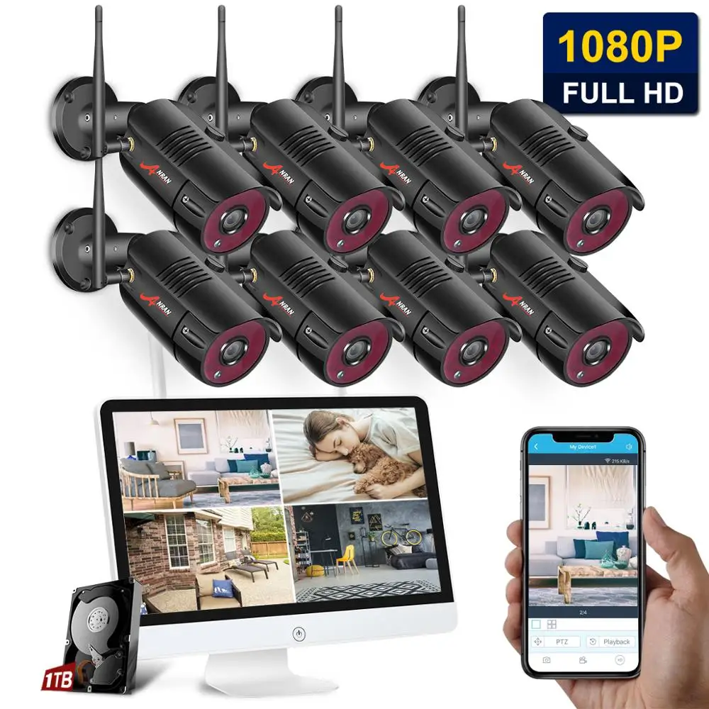  ANRAN 1080P 8CH Kit de CCTV para el hogar sistema de cámara de seguridad cámara de visión nocturna 