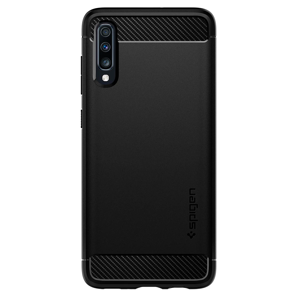 Spigen прочный бронированный чехол для samsung Galaxy A70 матовый черный гибкий ТПУ Anit-Slip ударозащитный чехол 620CS26386 - Цвет: Matte Black