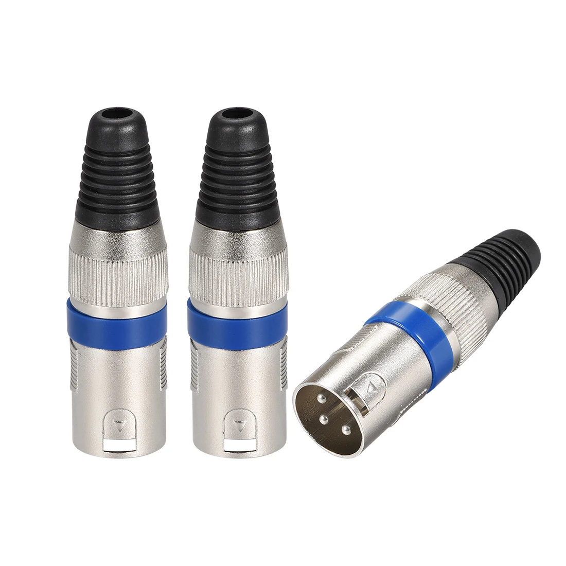

uxcell 3pcs 3-Pin XLR Connector,Microphone Mic Cable Plug Adapter Connector, Male SilverBlueBlack