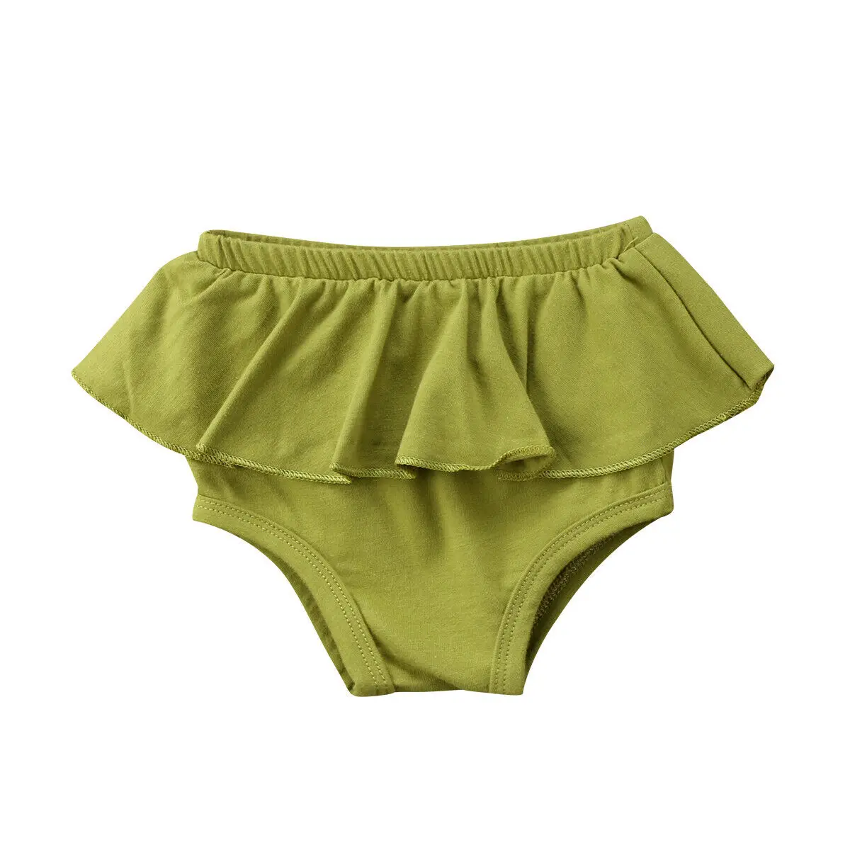 Зеленый Lovely Newborn Kid Baby Girl Panties PP Shorts Ruffle Tutu Shorts Summer New Solid Bloomer Diaper Cover Briefs 7 Colors - Цвет: Зеленый