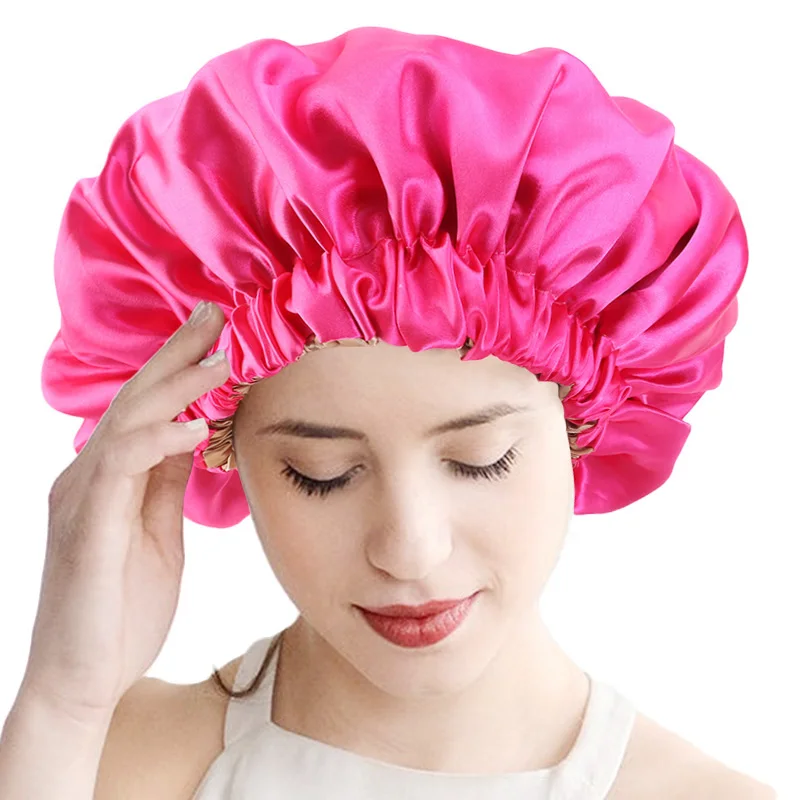 

New Reversible Satin Bonnet Hair Caps Double Layer Sleep Night Cap Head Cover Hat For Curly Springy Hair Styling Accessories