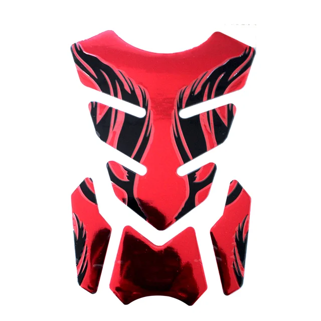 For Honda Yamaha Tankpad Sticker Fishbone 3D Tank pad Stickers Oil Gas Protector Cover Decoration Flame Motorcycle Accessories Red
