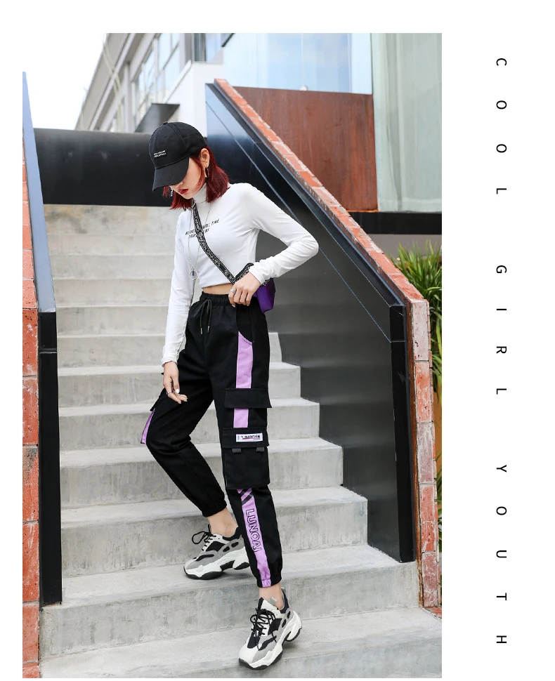 NEW 2020 HOT Women'Pants High Waist pants Big Pockets Cargo pants Baggy Tactical Trouser Loose Streetwear hip hop joggers pants NEW 2020 HOT Women'Pants High Waist pants Big Pockets Cargo pants Baggy Tactical Trouser Loose Streetwear hip hop joggers pants