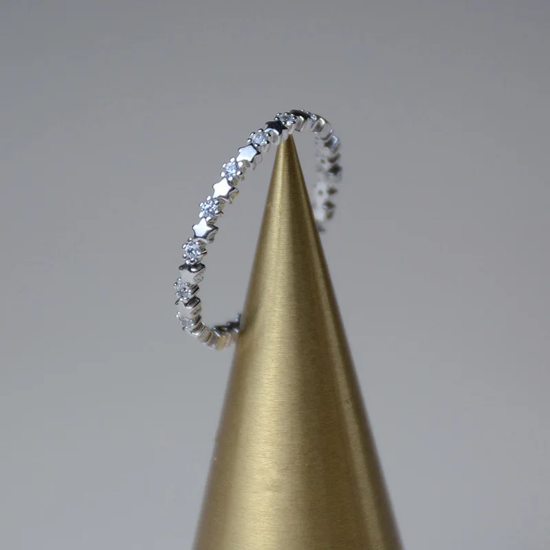 Women Zircon Rings Silver Color Alloy Party Wedding Engagement